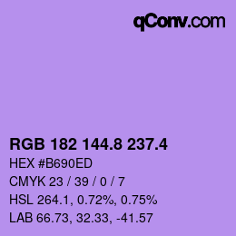 カラーコード: RGB 182 144.8 237.4 | qconv.com