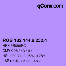 カラーコード: RGB 182 144.8 252.4 | qconv.com
