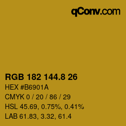Color code: RGB 182 144.8 26 | qconv.com