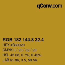 カラーコード: RGB 182 144.8 32.4 | qconv.com