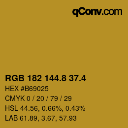 カラーコード: RGB 182 144.8 37.4 | qconv.com