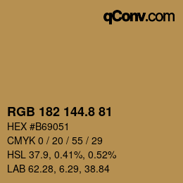 Color code: RGB 182 144.8 81 | qconv.com