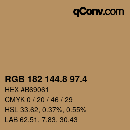 カラーコード: RGB 182 144.8 97.4 | qconv.com