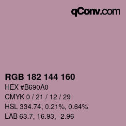 Color code: RGB 182 144 160 | qconv.com
