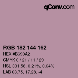 Color code: RGB 182 144 162 | qconv.com