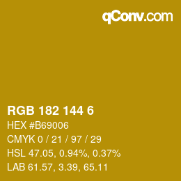 Color code: RGB 182 144 6 | qconv.com