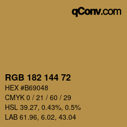 カラーコード: RGB 182 144 72 | qconv.com