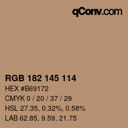 Color code: RGB 182 145 114 | qconv.com