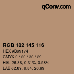 カラーコード: RGB 182 145 116 | qconv.com