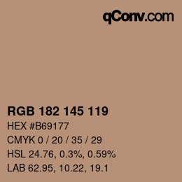 Color code: RGB 182 145 119 | qconv.com