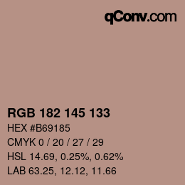 Color code: RGB 182 145 133 | qconv.com