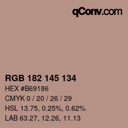 Código de color: RGB 182 145 134 | qconv.com