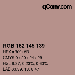 Color code: RGB 182 145 139 | qconv.com