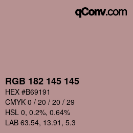 颜色代码: RGB 182 145 145 | qconv.com