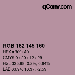 カラーコード: RGB 182 145 160 | qconv.com