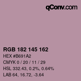 Color code: RGB 182 145 162 | qconv.com