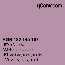 Farbcode: RGB 182 145 167 | qconv.com