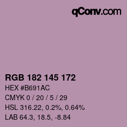 Color code: RGB 182 145 172 | qconv.com