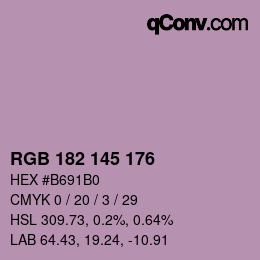 Color code: RGB 182 145 176 | qconv.com