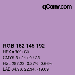 Color code: RGB 182 145 192 | qconv.com