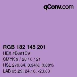 Color code: RGB 182 145 201 | qconv.com