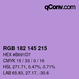 Color code: RGB 182 145 215 | qconv.com