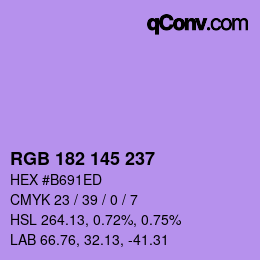 Color code: RGB 182 145 237 | qconv.com