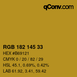 Color code: RGB 182 145 33 | qconv.com