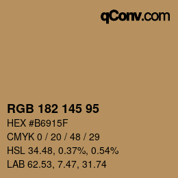 Color code: RGB 182 145 95 | qconv.com