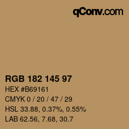 Color code: RGB 182 145 97 | qconv.com