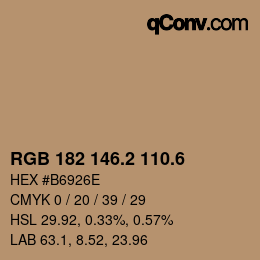 カラーコード: RGB 182 146.2 110.6 | qconv.com