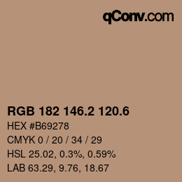 カラーコード: RGB 182 146.2 120.6 | qconv.com