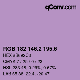 カラーコード: RGB 182 146.2 195.6 | qconv.com