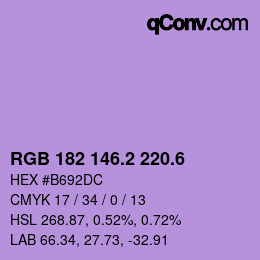 カラーコード: RGB 182 146.2 220.6 | qconv.com
