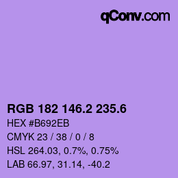 カラーコード: RGB 182 146.2 235.6 | qconv.com