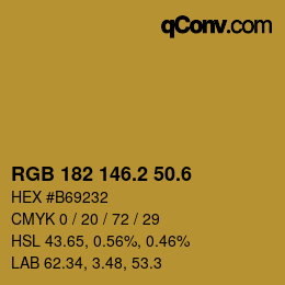 カラーコード: RGB 182 146.2 50.6 | qconv.com