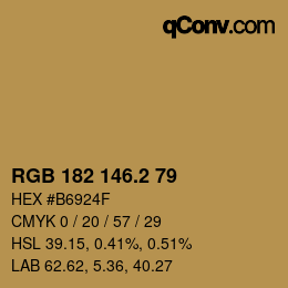 Color code: RGB 182 146.2 79 | qconv.com