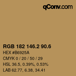カラーコード: RGB 182 146.2 90.6 | qconv.com
