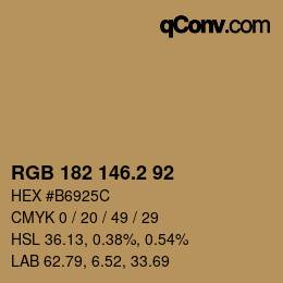 Color code: RGB 182 146.2 92 | qconv.com