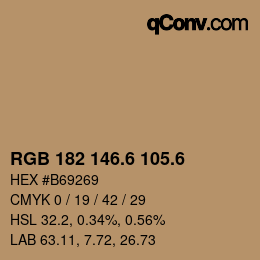 カラーコード: RGB 182 146.6 105.6 | qconv.com