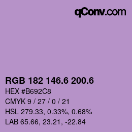 カラーコード: RGB 182 146.6 200.6 | qconv.com