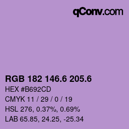 カラーコード: RGB 182 146.6 205.6 | qconv.com