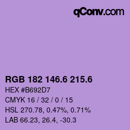 カラーコード: RGB 182 146.6 215.6 | qconv.com