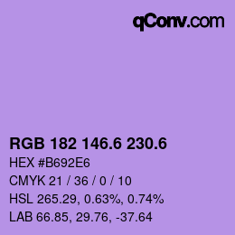 カラーコード: RGB 182 146.6 230.6 | qconv.com