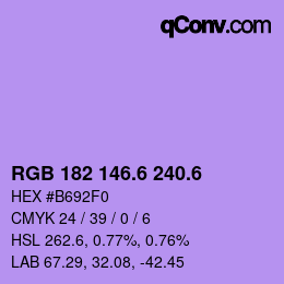 カラーコード: RGB 182 146.6 240.6 | qconv.com