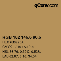 カラーコード: RGB 182 146.6 90.6 | qconv.com