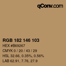 Color code: RGB 182 146 103 | qconv.com