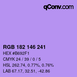 Color code: RGB 182 146 241 | qconv.com