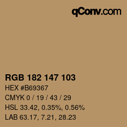 カラーコード: RGB 182 147 103 | qconv.com