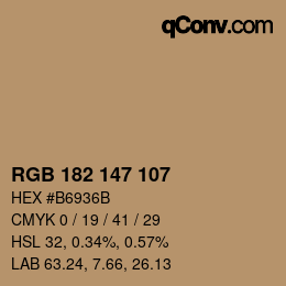 Color code: RGB 182 147 107 | qconv.com